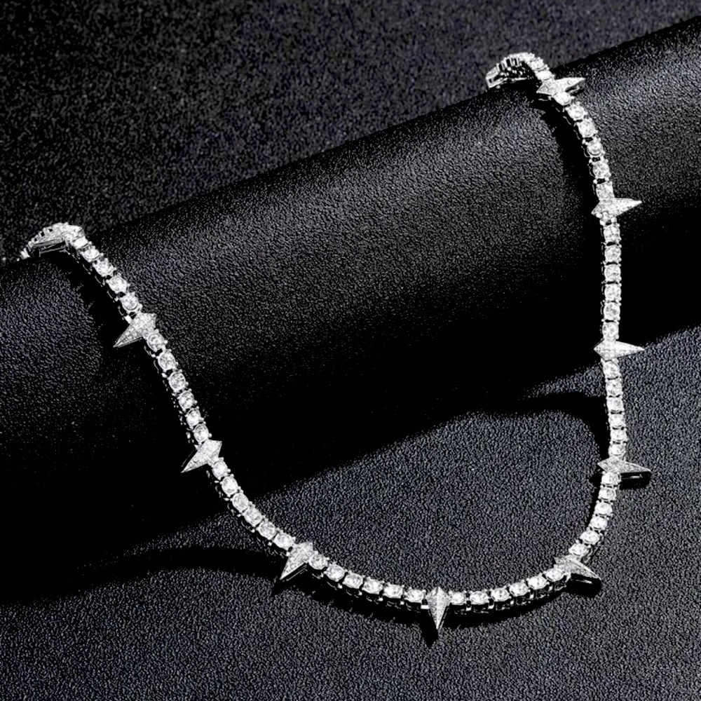 Hip Hop, Badass, Bling Simulated Diamond Tennis Necklace Chain, Unisex Gift